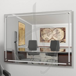 Specchio parete, con distanziali e decoro B018