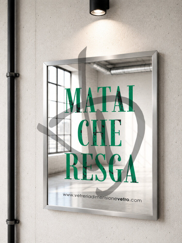 Specchio con scritta colorata "matai che resga" quadro, poster, specchio decorativo con cornice in alluminio  - Phrases sur les miroirs