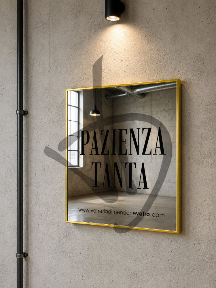Specchio con scritta colorata "pazienza tanta" quadro, poster, specchio decorativo con cornice in alluminio  - Phrases sur les miroirs