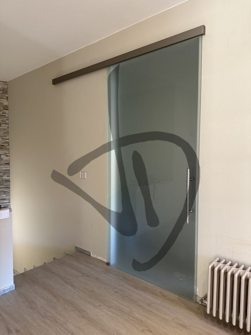 Porte coulissante en verre satiné sur mesure 2 - Portes coulissantes