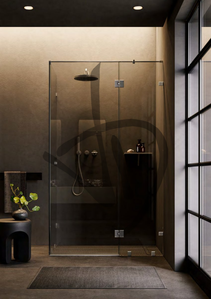 Produits sur mesure - Cabines de douche en verre - Angulaire - Cabine de douche d&#39;angle transparente sur mesure 1 