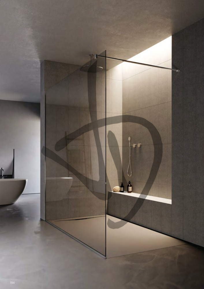 Produits sur mesure - Cabines de douche en verre - Fixe - Douche fixe en verre avec barre stabilisatrice bronzée