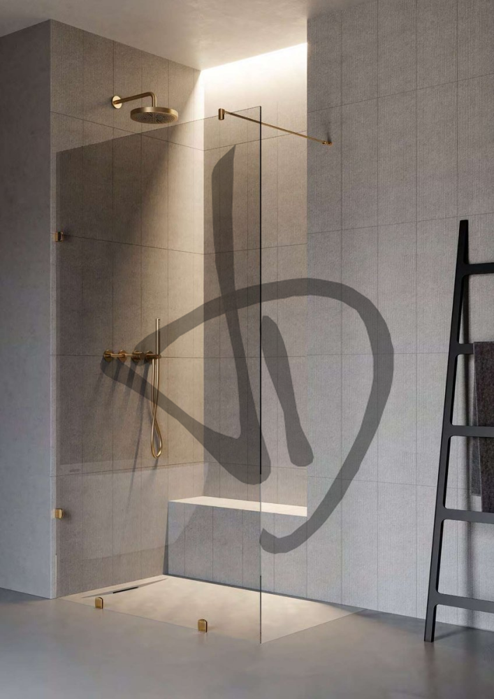 Produits sur mesure - Cabines de douche en verre - Fixe - Douche fixe en verre avec barre stabilisatrice, gris, Europe