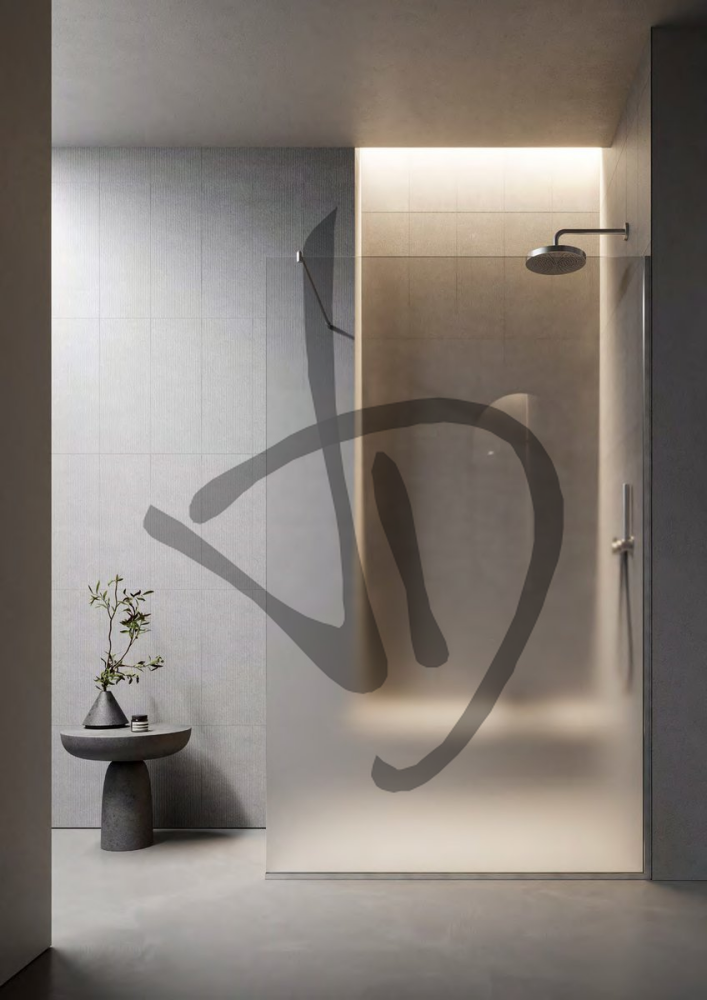 Produits sur mesure - Cabines de douche en verre - Fixe - Douche fixe en verre avec barre stabilisatrice satinée