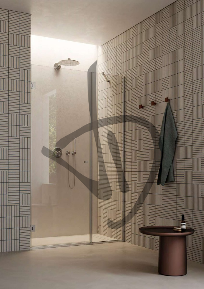 Produits sur mesure - Cabines de douche en verre - Linéaire - Cabine de douche linéaire transparente sur mesure avec porte fixe