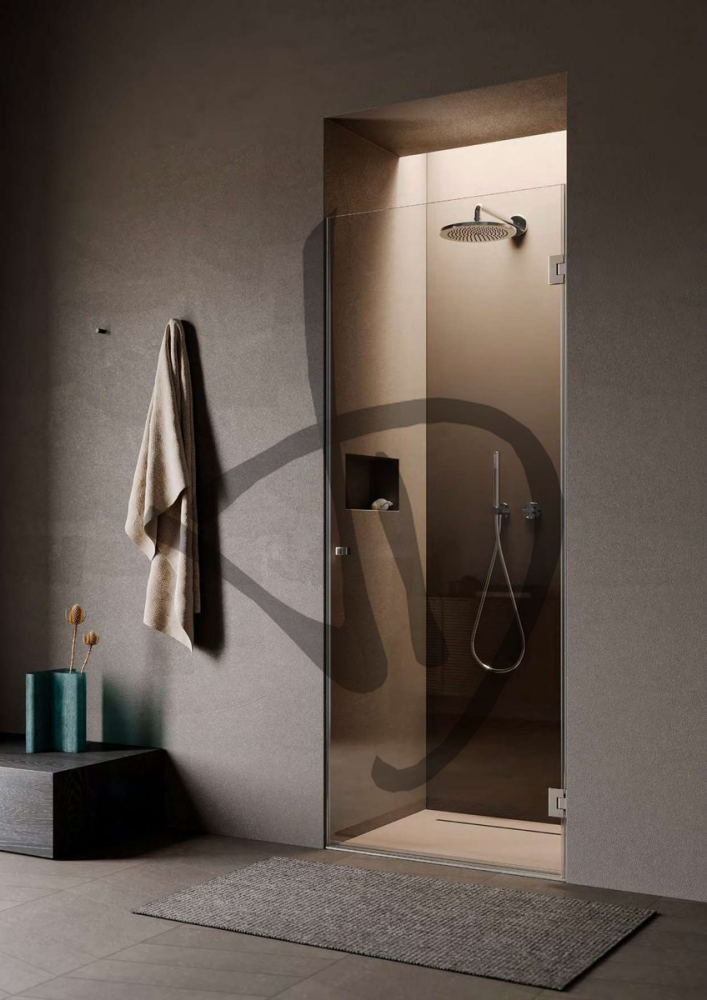 Produits sur mesure - Cabines de douche en verre - Linéaire - Cabine de douche linéaire transparente sur mesure avec porte simple