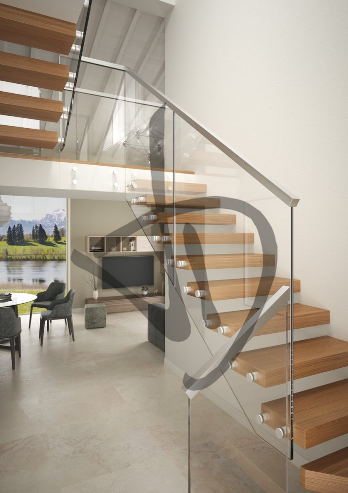 Produits sur mesure - Garde-corps en verre - Balustrades en verre avec clous pour la sécurité des escaliers intérieurs