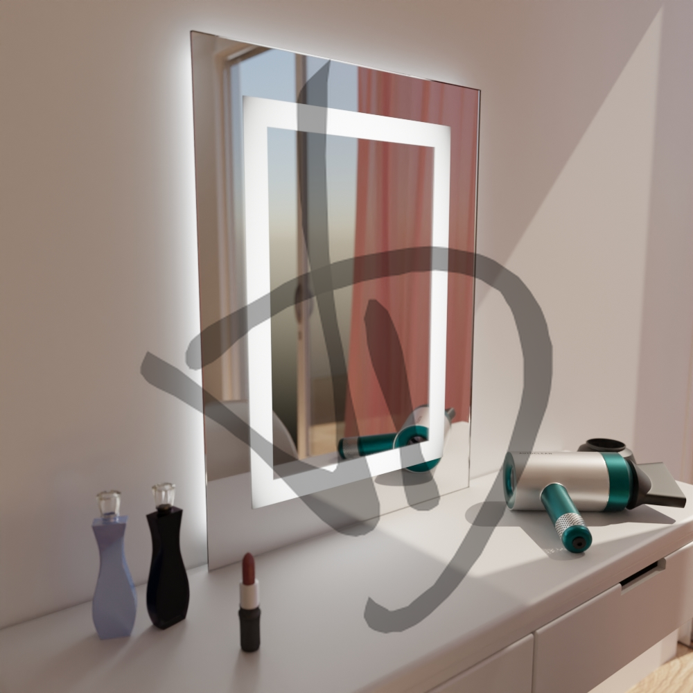 Produits sur mesure - Miroirs sur mesure - Miroirs de maquillage - Miroirs de maquillage rectangulaires personnalisés avec cadres lumineux