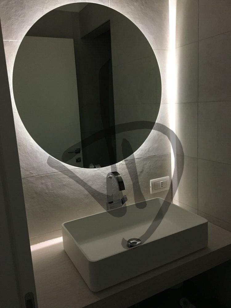 Produits sur mesure - Miroirs sur mesure - Miroirs LED rétroéclairés à suspendre - Non décorés - Miroir rétroéclairé LED circulaire sur mesure 