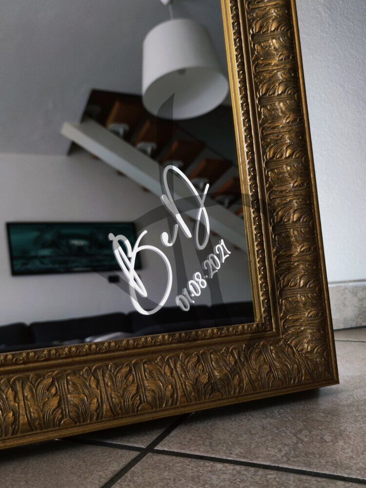 Produits sur mesure - Miroirs sur mesure - Phrases sur les miroirs - Miroirs personnalisés avec initiales, nom et dédicace personnalisée
