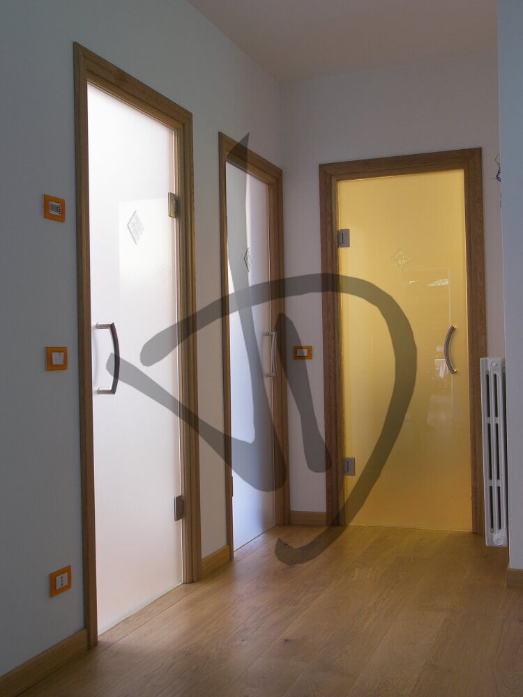 Produits sur mesure - Portes en verre sur mesure - Portes saloon - Porte de salon en verre satiné sur mesure 