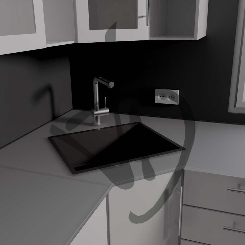 Produits sur mesure - Verres pour cuisine - Verres pour plan de travail - Plan de travail de cuisine en verre brillant avec trou pour plaque de cuisson