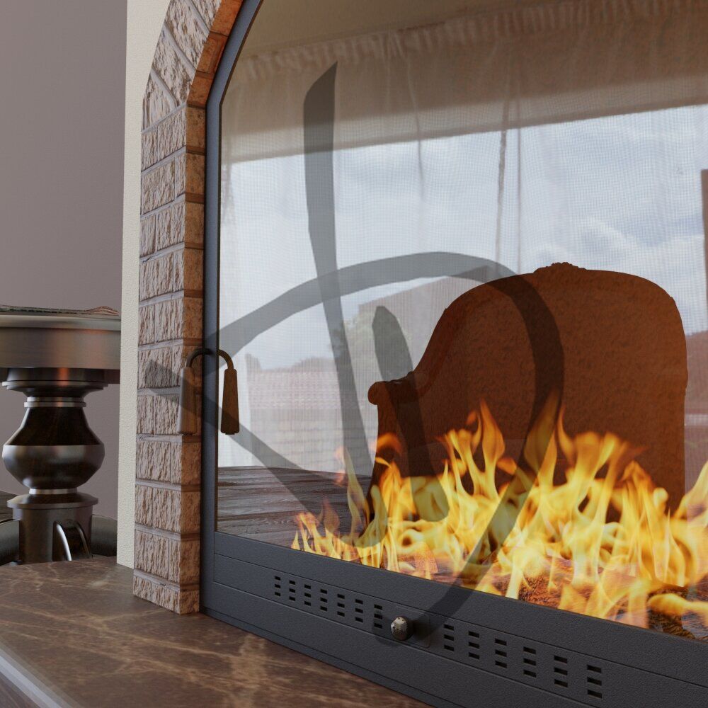 Chiusura camino centinata con vetro centinato con montaggio interno vano 3 - Strutture Centinate