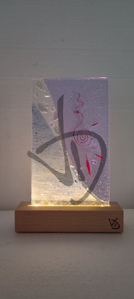 Abatjour in vetrofusione di murano con piedistallo in legno personalizzato - 5 - Abatjour in vetrofusione di murano con piedistallo in legno personalizzato
