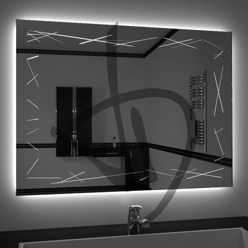 Specchi led retroilluminati con decoro lineare astratto - Con decoro