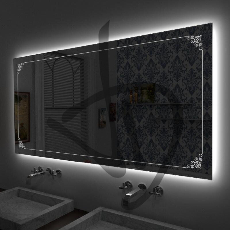Specchi led retroilluminati con decoro vintage semplice minimale - Con decoro