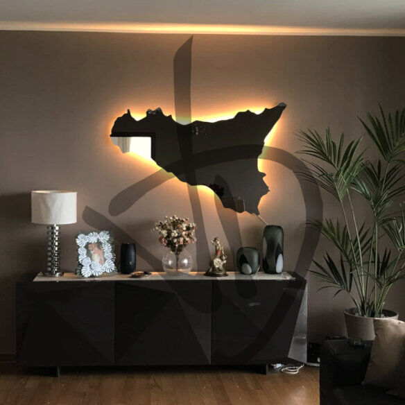 Specchi sagomati personalizzati con forma sicilia - Specchi sagomati personalizzati